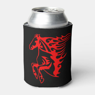 Enfriador De Latas Caballo salvaje de bronce rojo en llamas