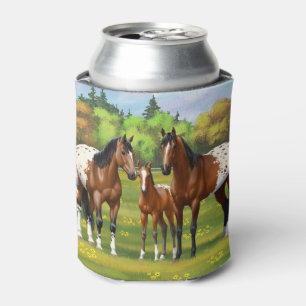 Enfriador De Latas Caballos Appaloosa De La Bahía Marrón En Pastel De