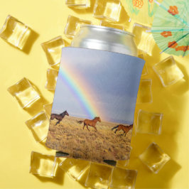 Enfriador De Latas Caballos salvajes corriendo con arcoiris
