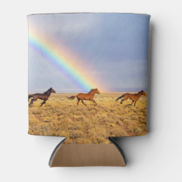 Enfriador De Latas Caballos salvajes corriendo con arcoiris