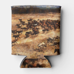 Enfriador De Latas Caballos Salvajes: Majestad Animal Artístico.
