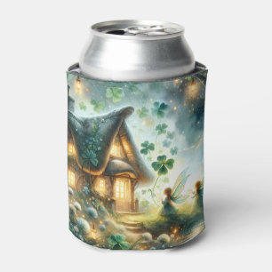 Enfriador De Latas Cabaña de Hadas del Trébol Brillante