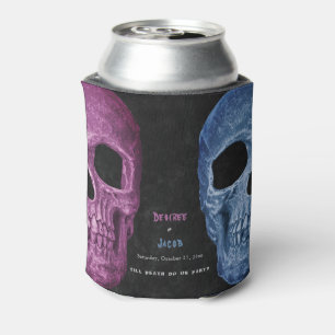 Enfriador De Latas Cabeza de cráneo gótica Halloween rosa azul