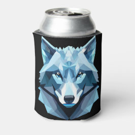 Enfriador De Latas Cabeza de lobo geométrica azul