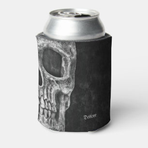 Enfriador De Latas Cabeza De Medio Calavero De Guay Gótica Negro Y Bl