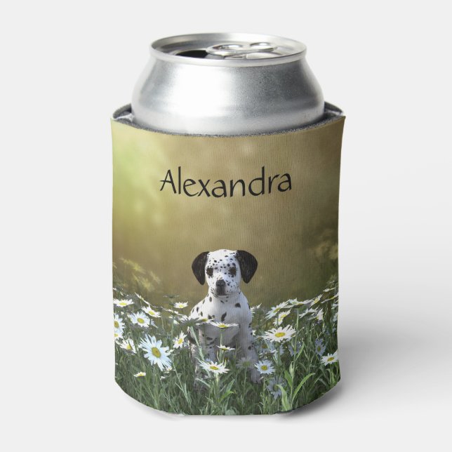 Enfriador De Latas Cachorro dálmata en daisies (Lata Anverso)