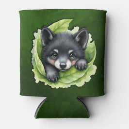 Enfriador De Latas Cachorro de lobo en el verde: