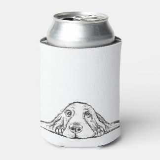Enfriador De Latas cachorro de ojos simples negro y blanco de basset