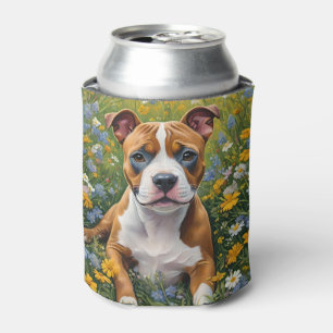 Enfriador De Latas Cachorro de Staffordshire Bull Terrier marrón y bl