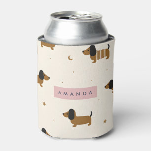Enfriador De Latas Cachorro Personalizado Lindo Marrón de raza Dachsh