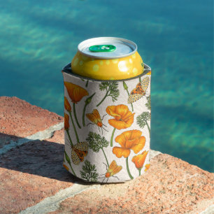 Enfriador De Latas Cachorros y polillas de California en blanco roto 