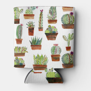 Enfriador De Latas Cacti Charm: Textura De Agua Suculenta.