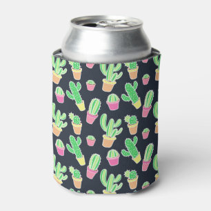 Enfriador De Latas Cacti de color de agua neón en patrón de ollas