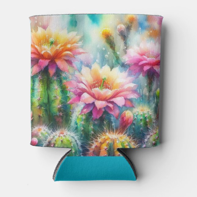 Enfriador De Latas Cacti Suculento de Flores de Agua (Anverso)