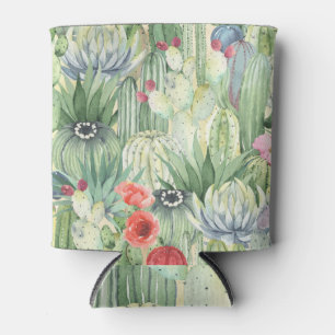 Enfriador De Latas Cacti, suculentos: acuarela floral.