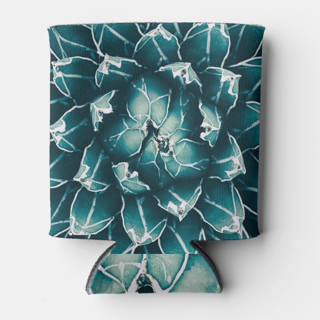 Enfriador De Latas Cactus agave, naturaleza azul abstracta (Anverso)