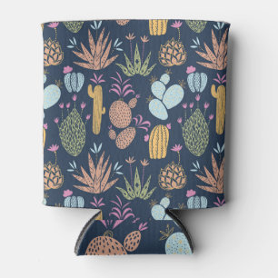 Enfriador De Latas Cactus Charm: Floral Vintage colorida