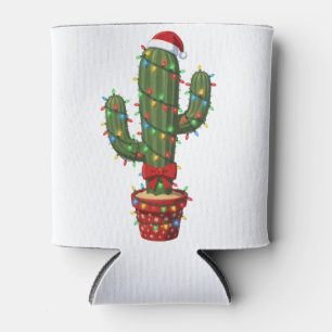 Enfriador De Latas Cactus de Navidad con sombrero de Santa Planta de 