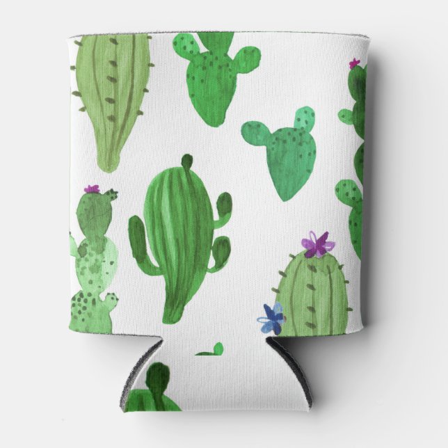 Enfriador De Latas Cactus del desierto: Ilustracion acuarela verde (Anverso)