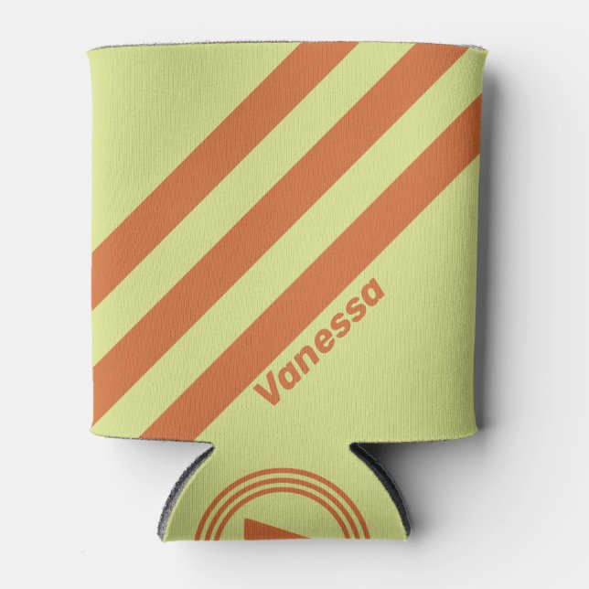 Enfriador De Latas Cactus del desierto retro tres bandas con nombre (Anverso)