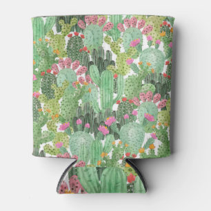 Enfriador De Latas Cactus pintado a mano: verde desierto