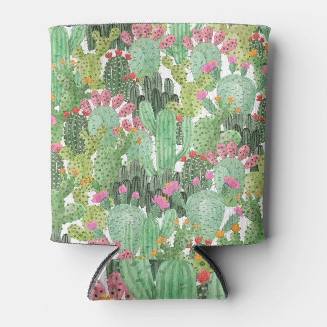 Enfriador De Latas Cactus pintado a mano: verde desierto (Anverso)