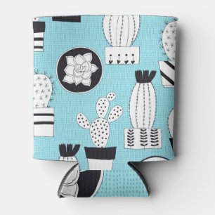 Enfriador De Latas Cactus, suculento: diseño a mano sin fisuras.