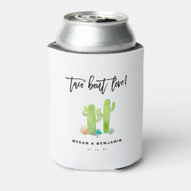 Enfriador De Latas Cactus Taco Bout Love Boda Fiesta (Reverso de la lata)