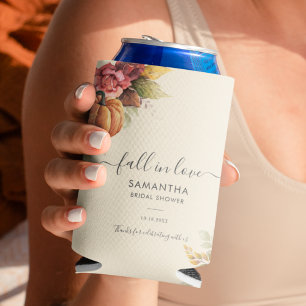 Enfriador De Latas Caer en el amor Calabaza otoño deja ducha de novia