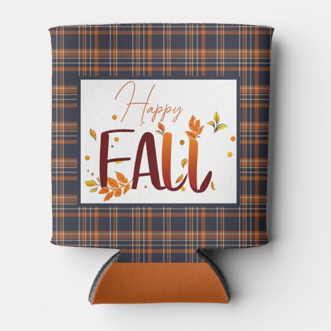 Enfriador De Latas Caída/otoño/hojas/plaid (Anverso)