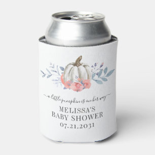 Enfriador De Latas Calabaza Blanca Adorable Rosas Rosadas Florales Bo