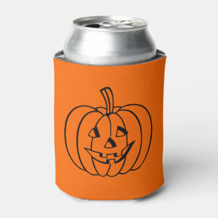 Enfriador De Latas Calabaza de Halloween de Jack-O-Lantern en negro s