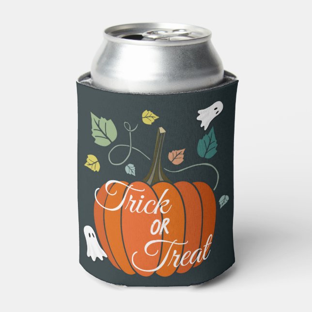 Enfriador De Latas Calabaza de Halloween y truco o truco de fantasmas (Lata Anverso)