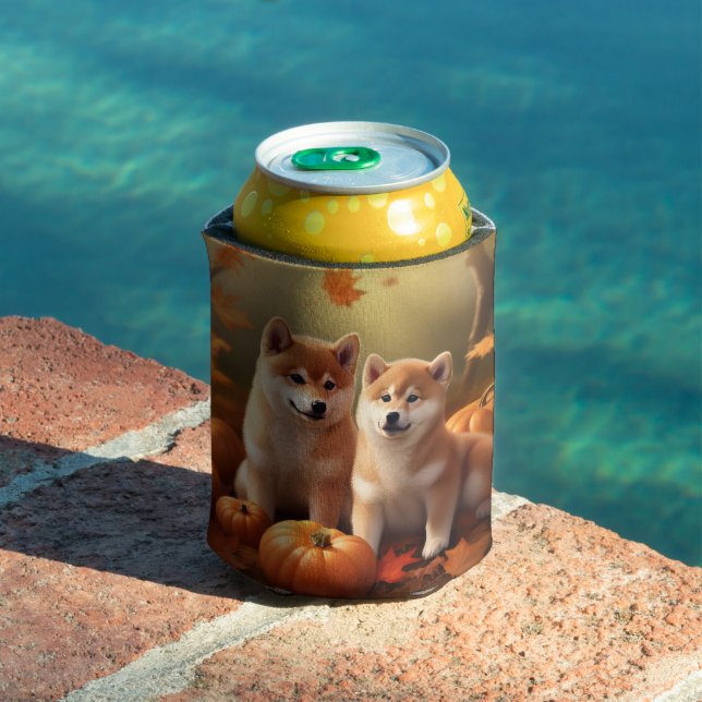 Enfriador De Latas Calabaza deslumbrante Shiba Inu Puppy Otoño (Piscina in situ)