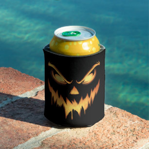 Enfriador De Latas Calabaza Espeluznante Cara de Jack O Lantern Hallo