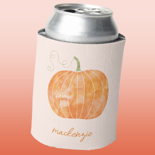Enfriador De Latas Calabaza Personalizada de Acuarela Otoño