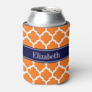 Enfriador De Latas Calabaza que es Monograma con nombre azul de la Ma