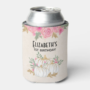 Enfriador De Latas Calabazas de Acuarela Blancas y Doradas Cumpleaños