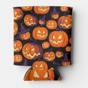 Enfriador De Latas Calabazas de Halloween: Espeluznante patrón sin fo