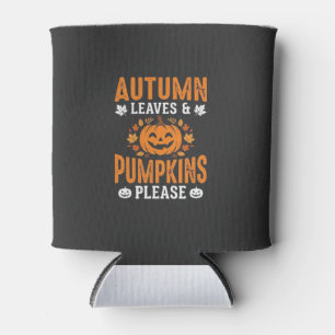 Enfriador De Latas Calabazas de hojas de otoño por favor Halloween Ca
