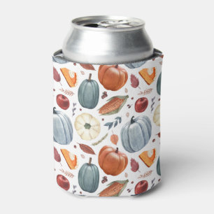 Enfriador De Latas Calabazas de otoño y patrón de hojas de otoño
