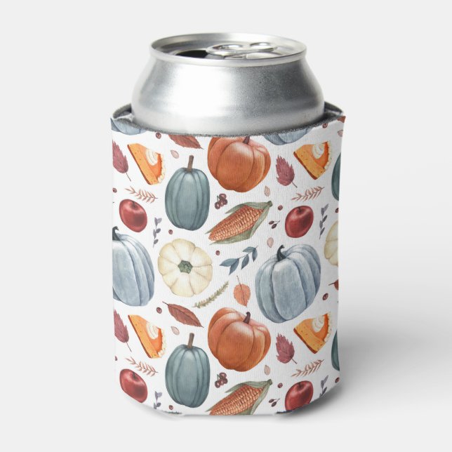 Enfriador De Latas Calabazas de otoño y patrón de hojas de otoño (Lata Anverso)