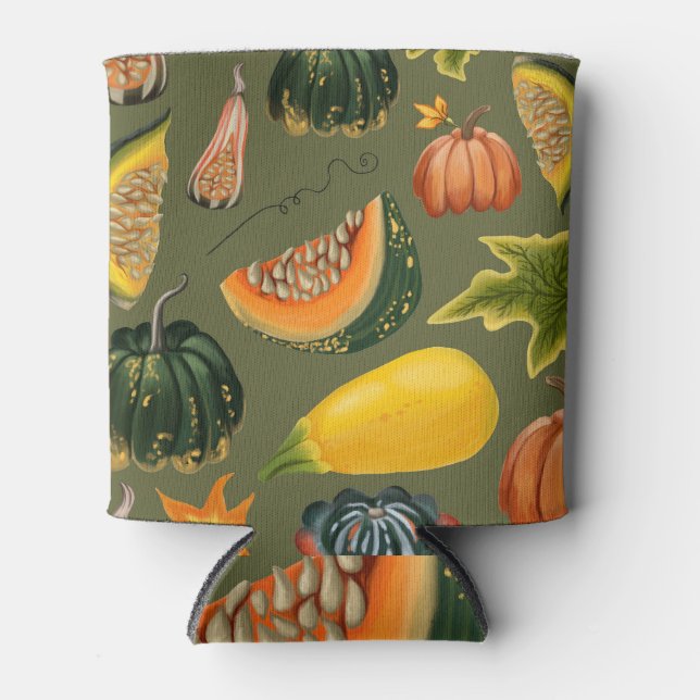 Enfriador De Latas Calabazas y hojas: vegetación otoñal (Anverso)