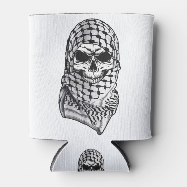 Enfriador De Latas Calavera árabe Kufiya Shemagh (Anverso)