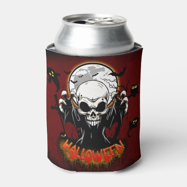 Enfriador De Latas Calavera con dientes afilados y amenazantes (Lata Anverso)