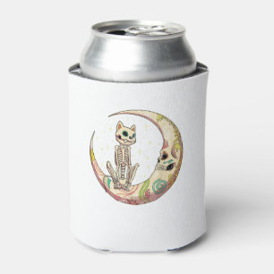 Enfriador De Latas Calavera de azúcar Crescent Día muerto de gato de
