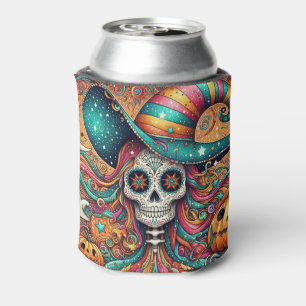 Enfriador De Latas Calavera de azúcar de Halloween, fantasma y calaba