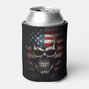 Enfriador De Latas Calavera de la bandera americana