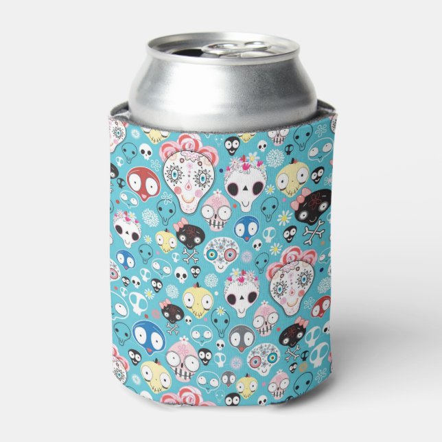 Enfriador De Latas Calavera de risa de textura (Lata Anverso)