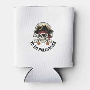 Enfriador De Latas Calavera Pirata Halloween Grabado Vintage Camiseta